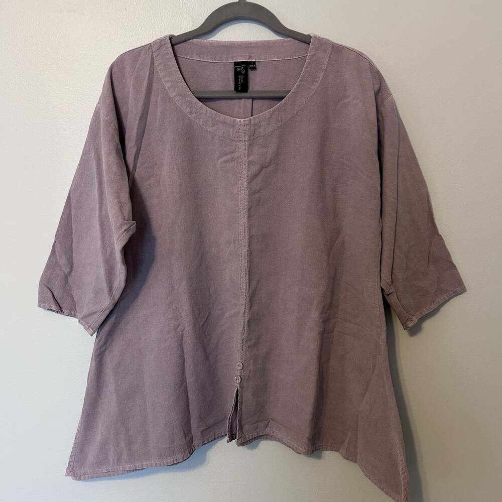 Focus Casual Life Top Womens Small Lilac Purple Tunic Artsy Lagenlook Garden